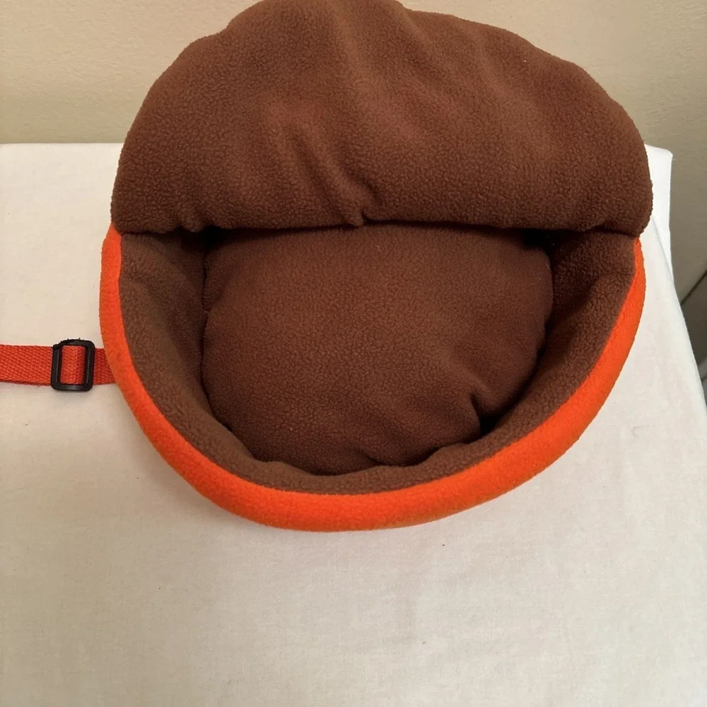 Reese's Hideaway Bed Small Pet Small Fleece Orange/Brown 9.5 x 4.5 in